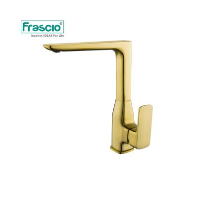 China Frascio Hot Water Faucets Modern Brass Gold Kitchen Sink Faucet Metered Gold And Cold Taps Kitchen Faucet for sale