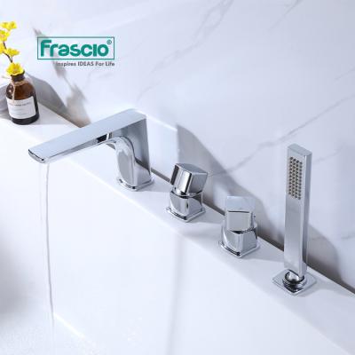 China Without Slide Bar Frascio Tub Shower Faucet Luxury Brass Bathroom For Hotel Washroom In Chrome Low Price Bath Wholesale Faucets 4 Holes for sale