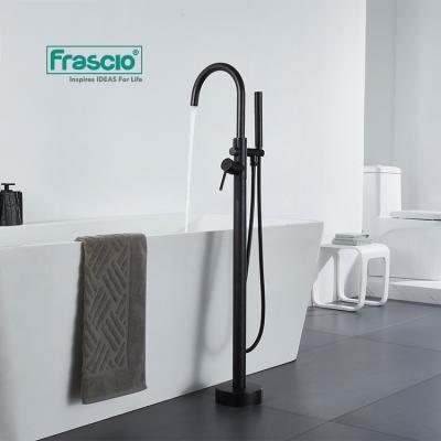 China High End Free Standing Frascio Tub Faucet Slide Bar Brass Free With Hand Shower For Hotel New Design Wholesale Price Black Bathroom Faucet for sale