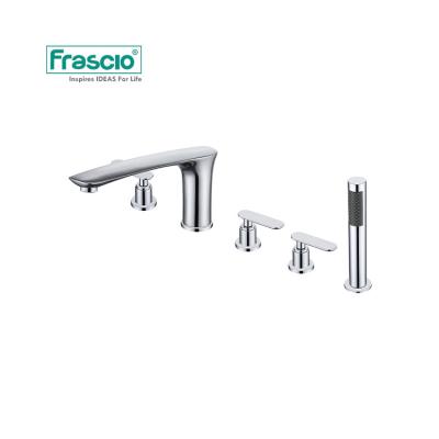 China Frascio Modern Sliding Bar 5 Holes With Hand Shower Double Handle Bathroom Faucet For Bathtub Luxury Hotel Bathroom Shower Brass Faucet for sale