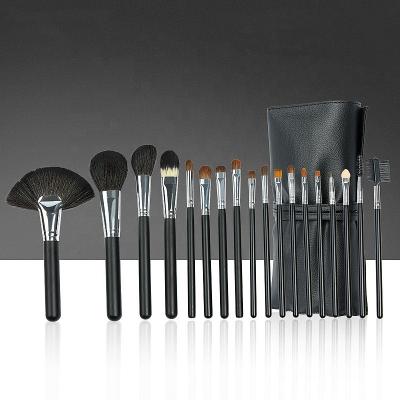 China Natural Animal Hair Makeup Brush Kit 18 Pieces Ebony Wood Set Brush Imitation Cosmetic Brush Skin-friendly Handle Skin-friendly for sale