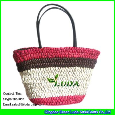 China LUDA wholesale straw handbags  large cornhusk women straw bags for sale