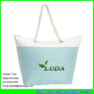 China LUDA discount handbags women shoulder beach handbags paper fabric straw handbag zu verkaufen