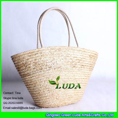 中国 LUDA top zipper beach shoulder bag natural handmade wheat straw bag 販売のため