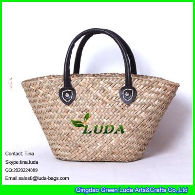 China LUDA traditional french style market shopping basket natural seagrass straw bag for sale