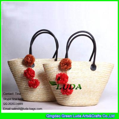 China LUDA 2016 new straw tote bag wheat straw shopping beach straw bags for sale