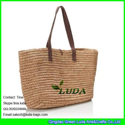 China LUDA natural raffia crochet women bag shoulder tote beach bag for sale