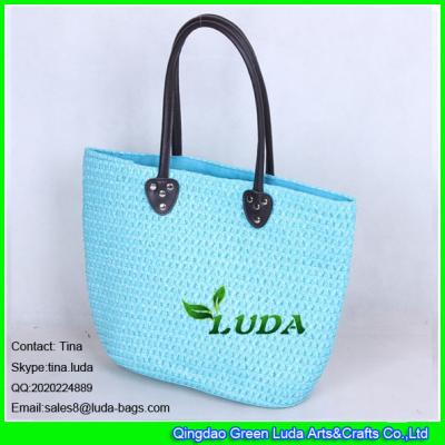 China LUDA sky blue sea bag 2015 summer pp straw braided beach bag for sale