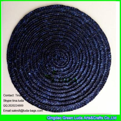 China LUDA navy blue wholesale wheat straw placemat round table mats for sale