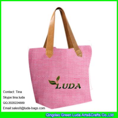 China LUDA fashion pink straw shopper bag cheap paper straw shoulder bag for summer for sale