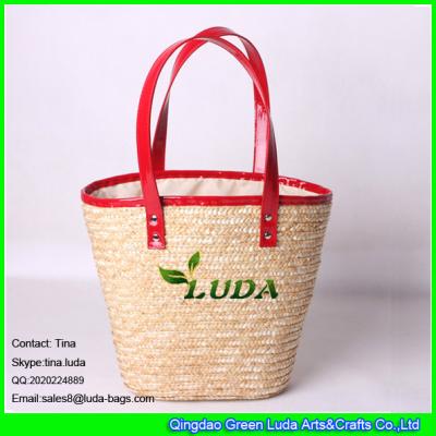 Chine LUDA vendent les sacs à main en cuir rouges à plage de paille d'emballage de poignées de sacs à main à vendre