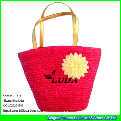 China LUDA fashion straw tote flower handmade woven handbags totes for sale