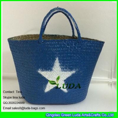 China LUDA 2016 fashion shoulder strap style  beach star of seagrass beach straw bag for sale