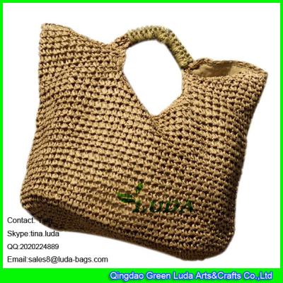 China LUDA lelany woven straw weaving tote bag natural paper straw women shopping bag for sale