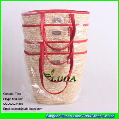 China LUDA natural wheat straw handbag wholesale tote beach straw bag for sale