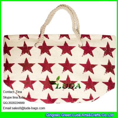 China LUDA 2016 summer oversized seastar printed paper straw beach bags for sale