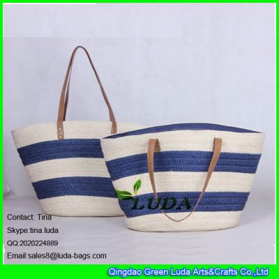 China LUDA 2016 striped tote bag handmade summer paper straw beach bags for sale