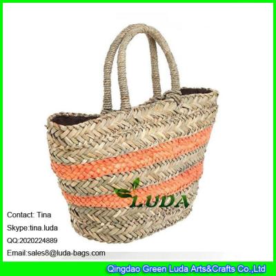 China LUDA striped seagrass straw lady shop handbag for sale