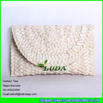 China LUDA 2014 calssical cornhusk straw handbag handmade lady straw bag natural purse for sale