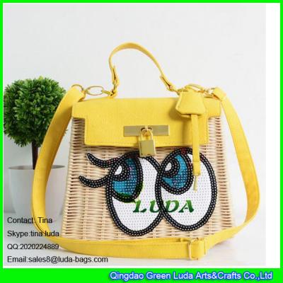 China LUDA big eyes rattan wallet 2016 summer lady hobo cosmetic bags for sale