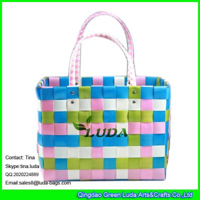 China LUDA colorful pp strap gift beach bag large pp straw shopping shoulder bag for sale