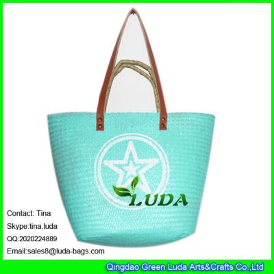 China LUDA 2016 popular beach bag white logo printed seagrass painted beach straw bags for sale