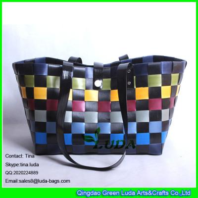 China LUDA pp strap woven straw bag colorful summer pp straw shopper bag for sale