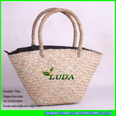 China Bolsos naturales de la cesta de la paja del seagrass del bolso de la playa de la cremallera de LUDA en venta