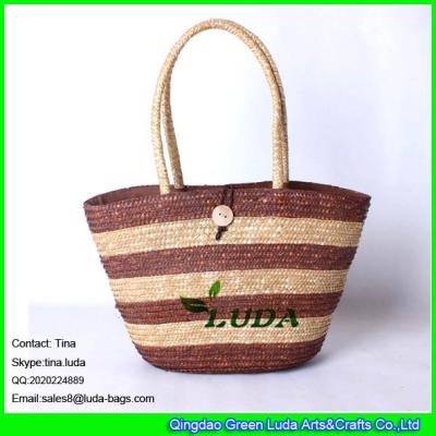 China LDMC-092 new designer striped tote bag handmade natural handbags lady  wheat beach straw bags for sale