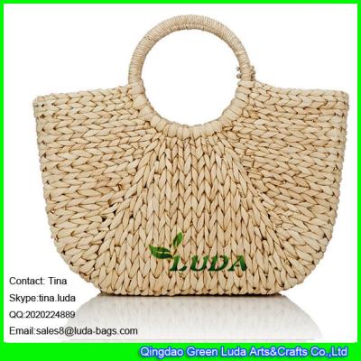 China LDYP-027 macrame women hobo handbags cornhusk natural straw beach bag for sale