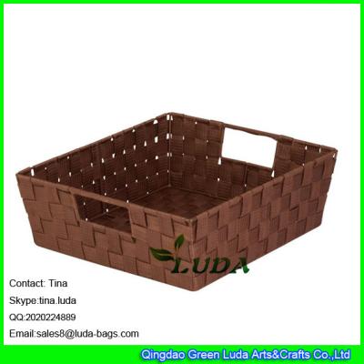 China LDKZ-020 fashion home storage box pp yarn woven tray shelf with eyelets for sale