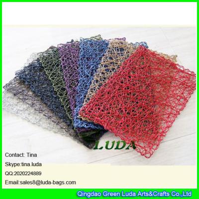 China LDTM-047 new design pure color table mat hand woven rectangulr paper straw placemats zu verkaufen