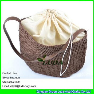 Cina LDZS-015 knitted beach bags chocalte paper straw shoulder bag in vendita