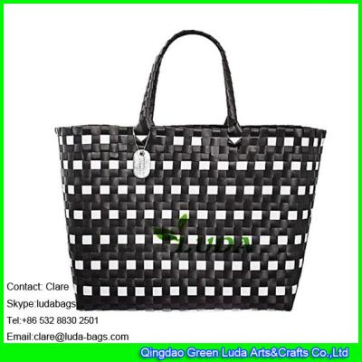 China LDSL-027 mixed color beach totes women shopping bag pp strap woven straw tote bag for sale