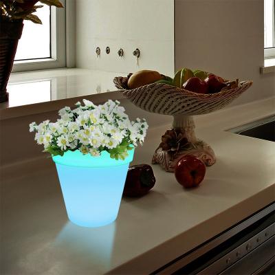 China Hot Seller Modern Amazon LED Bonsai Pots Light Up Indoor Colorful Plastic Led Light Flower Pot Flower Pot Decoration for sale