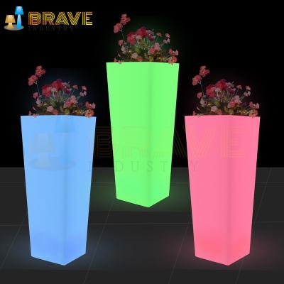 China New Product Color Changing Flower Pot High Heel Led Garden Plastic Light Weight Outdoor Pots for sale