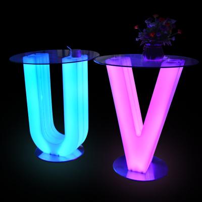 China HJ600A-Z/& /#HJ600A-Z/& hot sale /# rechargeable battery letter table modern design glow bar led plastic letters lighting outdoor table lights for sale