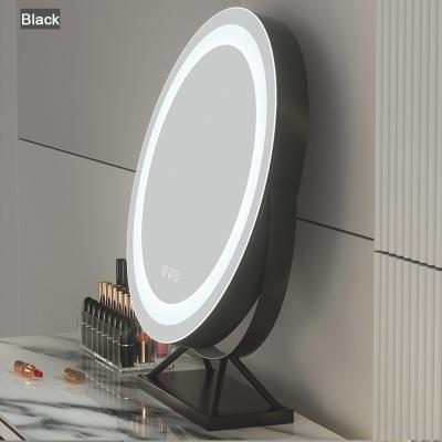 China Waterproof Waterproof Hollywood Style Three Color LED Dressing Table Mirror Touch Smart Makeup Mirror Desktop Rotation for sale