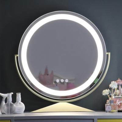 China Safe Safe LED Fill Light Makeup Mirror With Table Light Mirror Smart Touch 360 Degree Rotation for sale