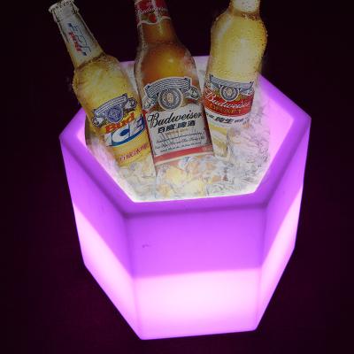 China Modern Hot Sales LED Bar Ice Bucket 16 Color Changing Hexagon Plastic Ice Bucket IP68 Lighting Waterproof Beer Ice Bucket for sale