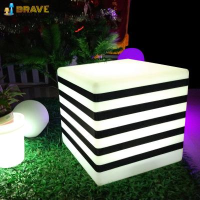 China 50cm LED Garden Cube Chair With 16 Colors Changing Cube Stool Bar Glowing Cube Chairs New Design Hot Sales for sale