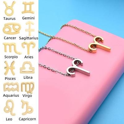 China 18K Gold Geometry Greek Women's Central Institute of Statistics Necklace Titanium Steel Creative Personality Letter Clavicle Chain for sale