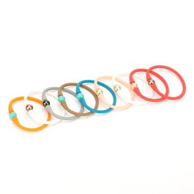 China Casual/Sporty Neutral Handmade Silicone Jewelry Bracelet With Plastic Bead Plus Colors Available About 7 Inches for sale