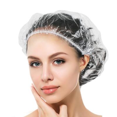 China OEM Sustainable Custom Biodegradable Waterproof Hair Band Pe Plastic Disposable Shower Cap for sale