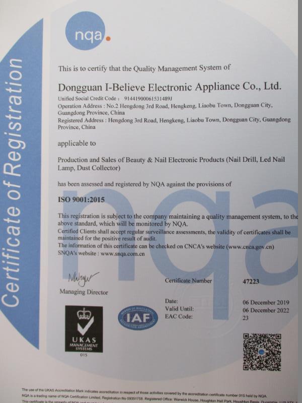 ISO9001 - Dongguan I-Believe Electronic Appliance Co., Ltd.