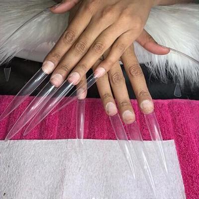 China Fashion French Extra Long Sharp Nail Art Tips False Stiletto Nail Artificial Tip for sale