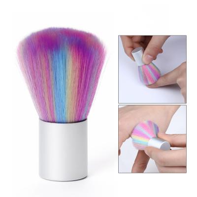 China Nail Dust Brush Rainbow Color Brush Manicure Tool Portable Nail Art Soft Gel Glitter Remover UV Cleaning Brush for sale