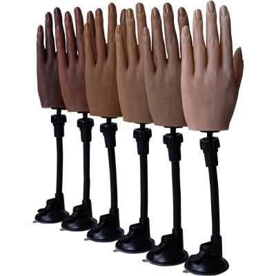 China 2021 Adjustable Top Selling Flexible Soft Silicone Nail Tool Practice Hand Nail Training New Hand With Adjustable Bracket for sale