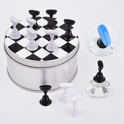 China Diamond Base Nail Art Tips Chessboard Display Nail Practice Holder Durable Magnetic Material Practice Rack for sale