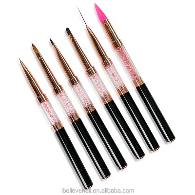 China Wholesale Nail Art Beauty Ibelieve 6PCS/Set Kit Rose Gold Handle Professional Nail Acrylic Brush Brush Manufacturers for sale